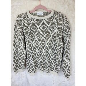 Across America by Knit Maven Womens Geometric Diamond Knit Crewneck Sweater